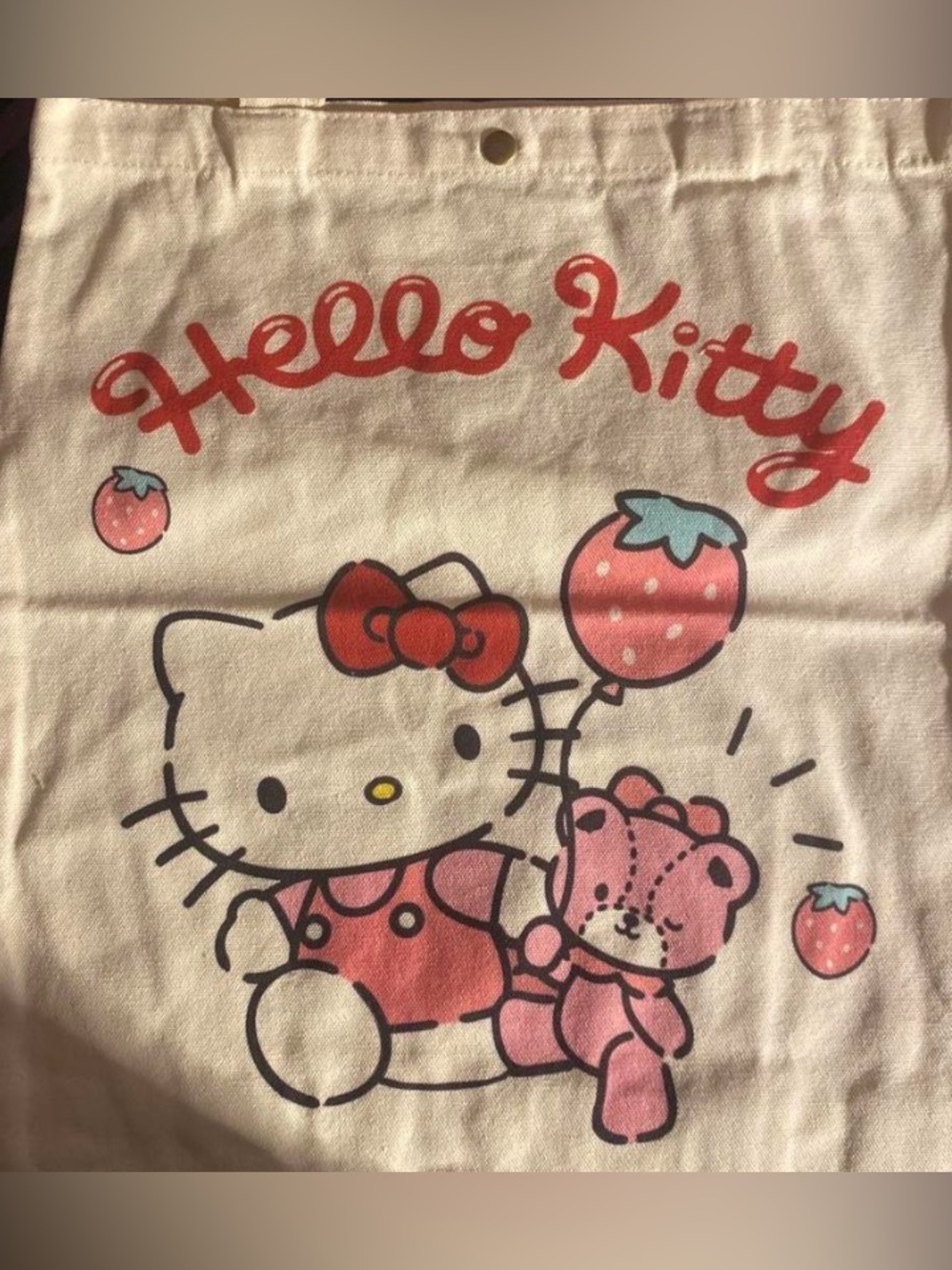 Hello Kitty Pink and Red Strawberry Graphic Tote